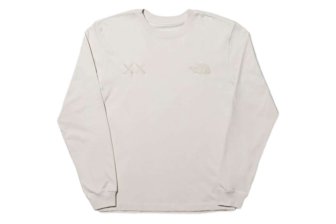 Pre-owned Kaws X The North Face L/s T-shirt Moonlight Ivory