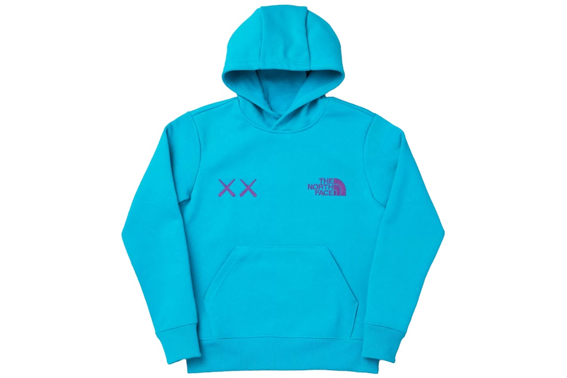 Pre-owned Kaws X The North Face Youth Hoodie Enamel Blue