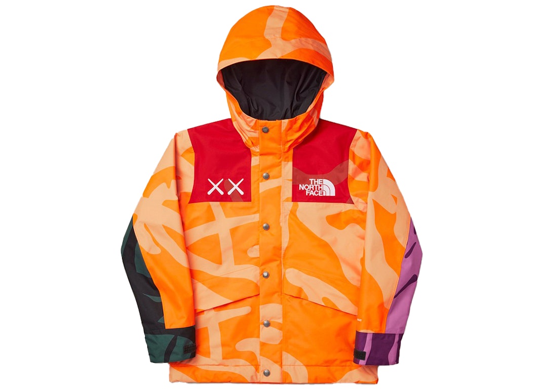 Pre-owned Kaws X The North Face Youth 1986 Mountain Jacket Kw Power Orange 86 Print