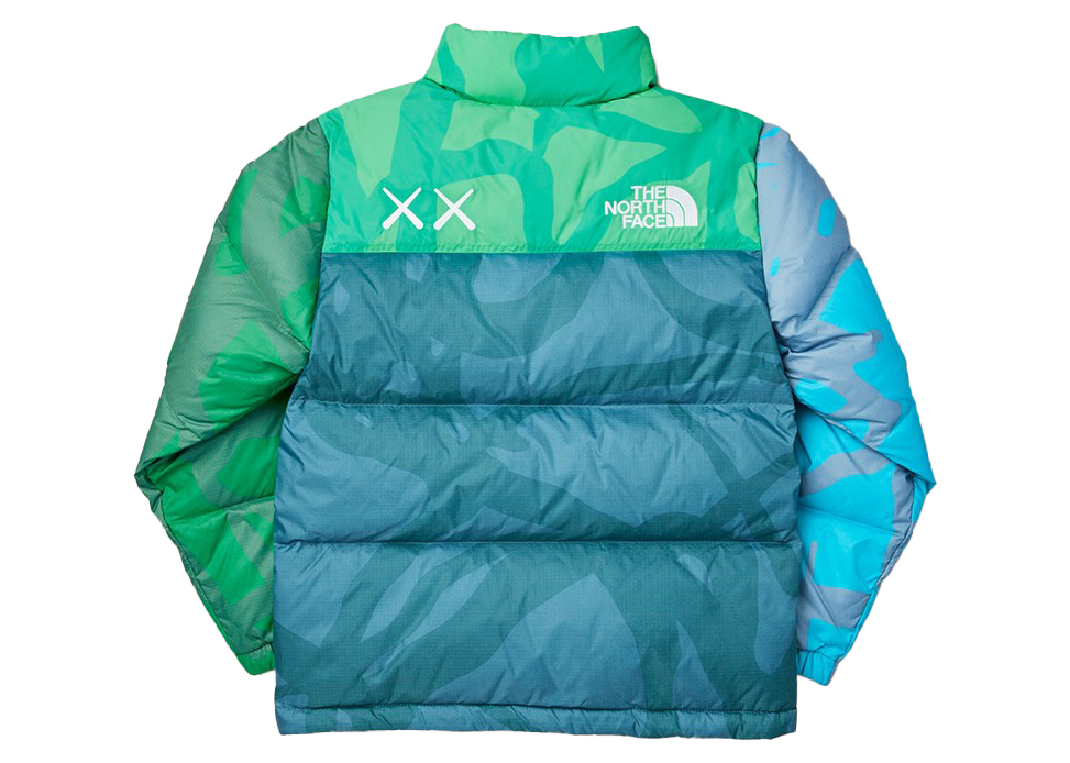 KAWS x The North Face Youth Retro 1996 Nuptse Jacket KW Safety Green Nuptse  Print