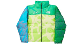KAWS x The North Face Youth Retro 1996 Nuptse Jacket KW Safety Green Nuptse Print