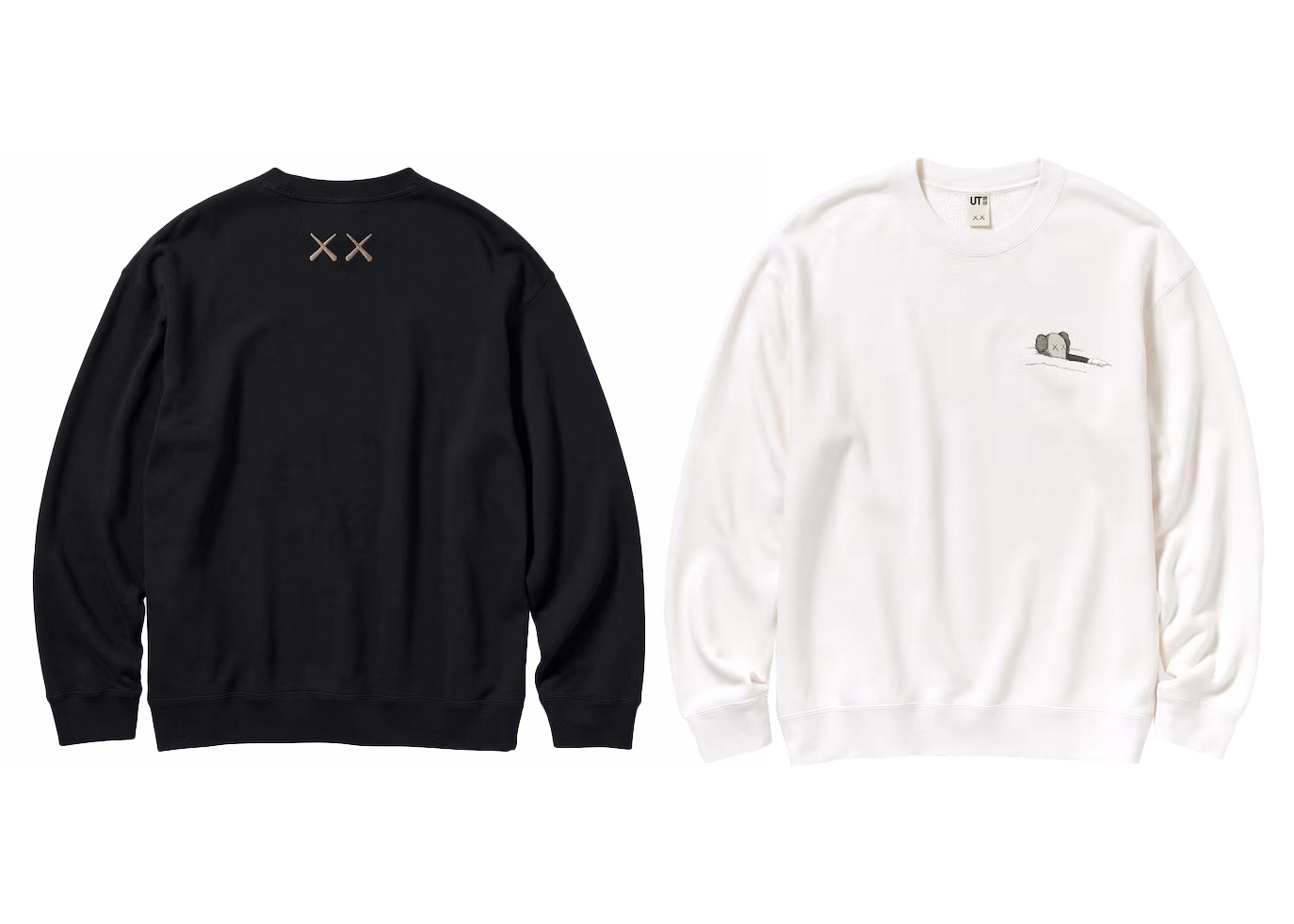 カウズ × ユニクロ 長袖スウェットシャツ (2枚セット) ホワイト/ブラック