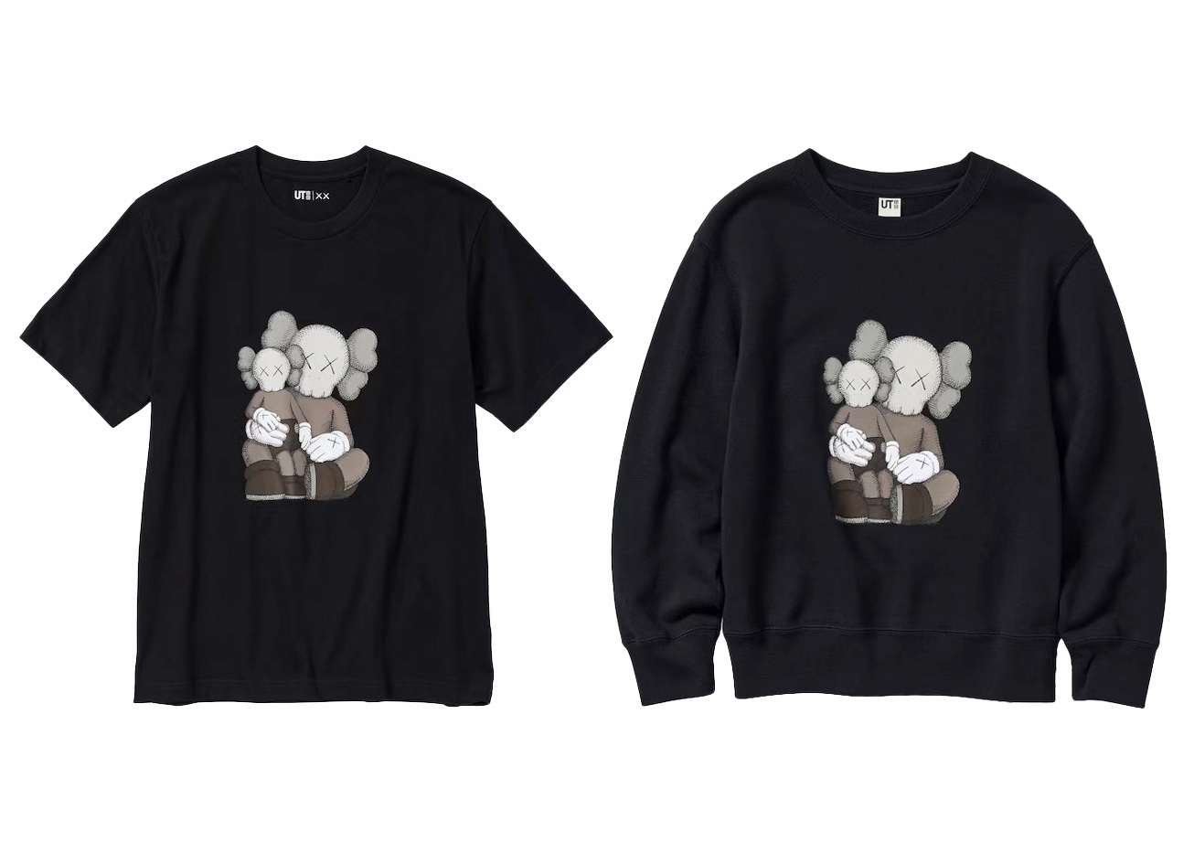 カウズ × ユニクロ UT 半袖 Tシャツ & スウェットセット (アジアサイズ) ブラック/ブラック