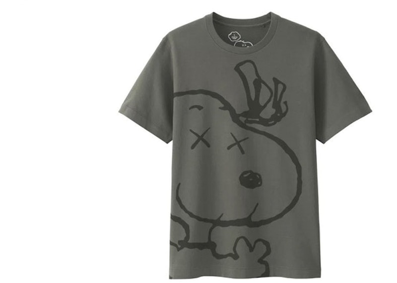 Kaws X Uniqlo X Peanuts Snoopy Face Tee Japanese Sizing Gray Ss17 Us
