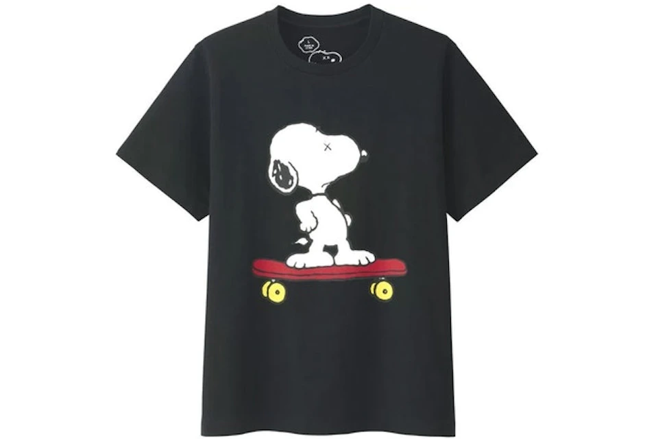 Kaws X Uniqlo X Peanuts Snoopy Skateboarding Tee Japanese Sizing Black Ss17 Kaws X Uniqlo X Peanuts Snoopy Skateboarding Tee Japanese Sizing Black Ss17