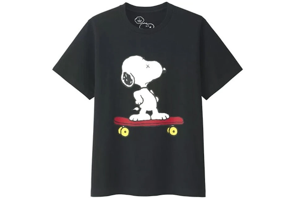 KAWS x Uniqlo x Peanuts Snoopy Skateboarding Tee (Japanese Sizing) Black