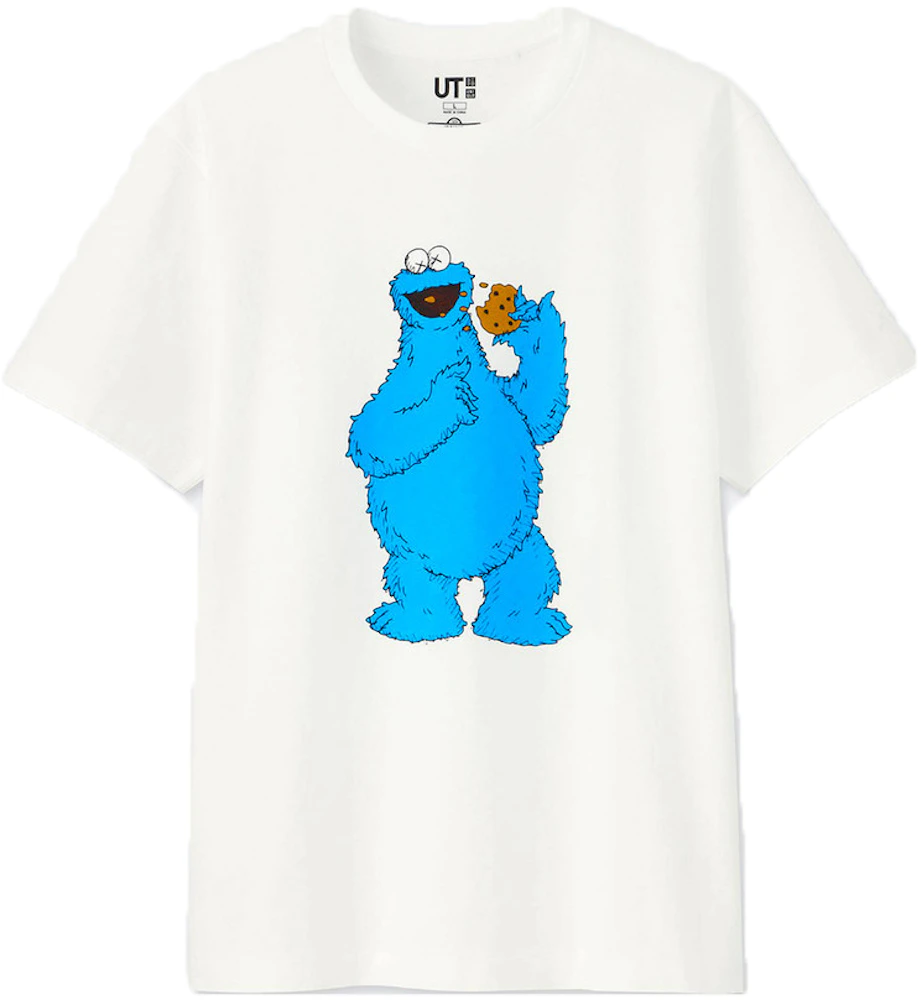Kaws X Uniqlo X Sesame Street Cookie Monster Tee White Ss18
