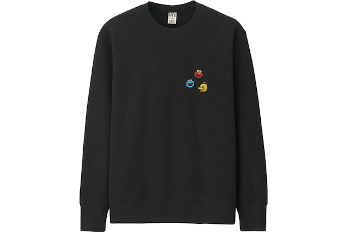 KAWS x Uniqlo x Sesame Street Elmo Cookie Monster Big Bird Heads Sweatshirt (Japanese Sizing) Black