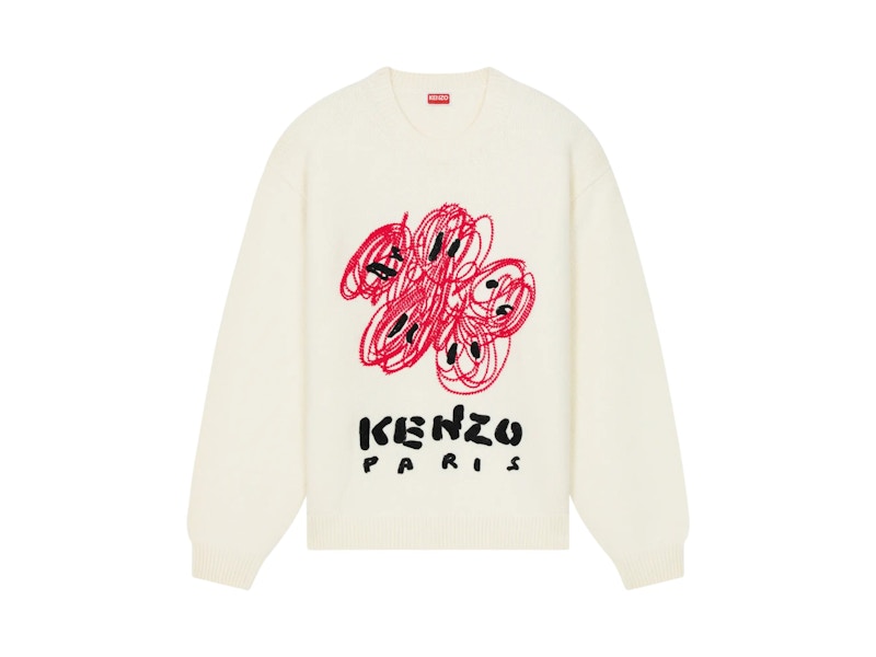 KENZO Drawn Varsity Boke Flower Sweater Off White メンズ - JP