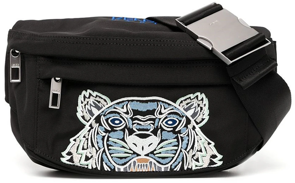 Herkenning span Productie KENZO Embroidered Tiger Bum Bag Black/Light Blue - US