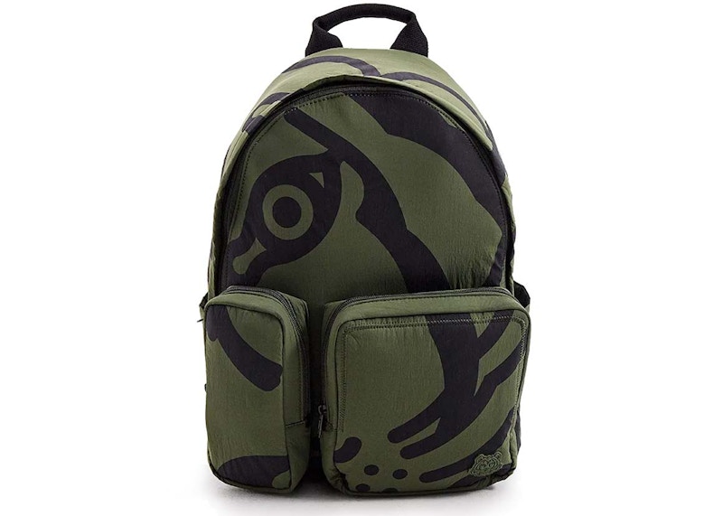 Pre-owned Kenzo Men's  Meshpaneled Printed Shell Backpack In Green