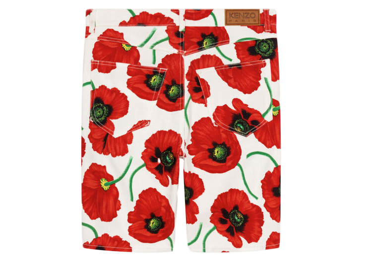 KENZO POPPY by Nigo Five Pocket Shorts White Red