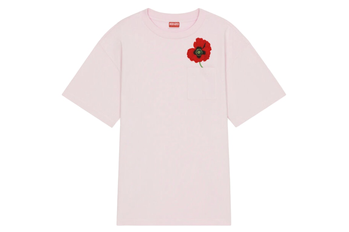 Pre-owned Kenzo Poppy By Nigo Women's Oversized Pocket T-shirt Faded Pink