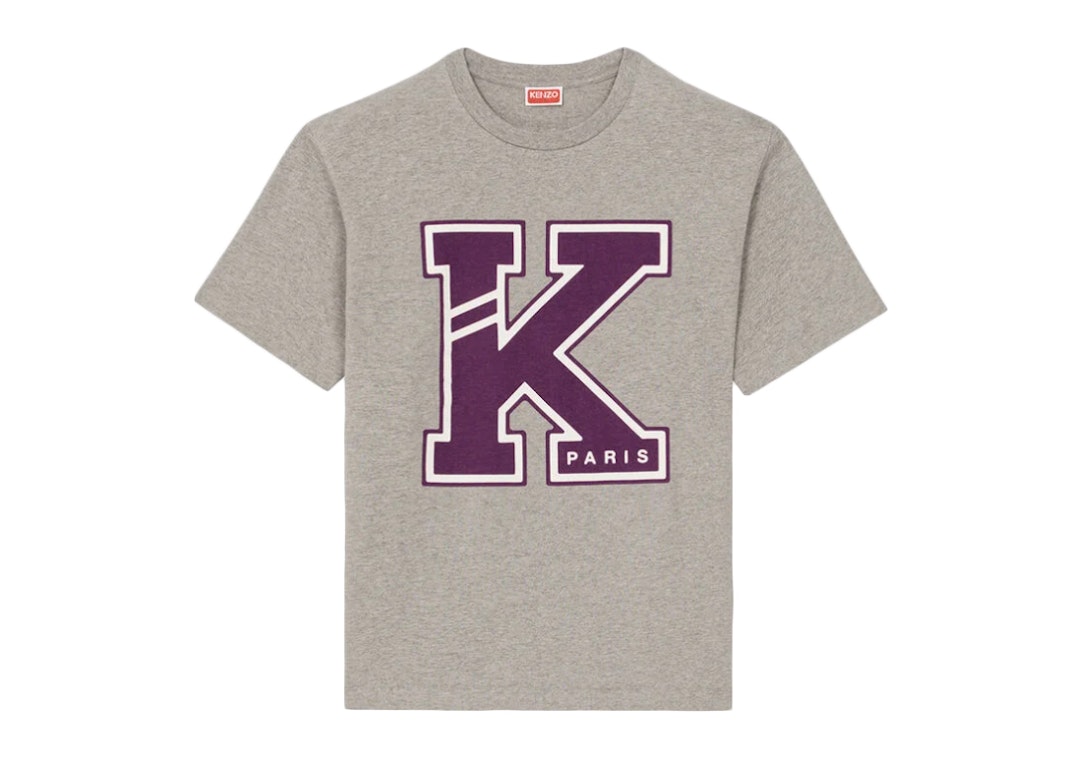 Pre-owned Kenzo Varsity T-shirt Pearl Grey