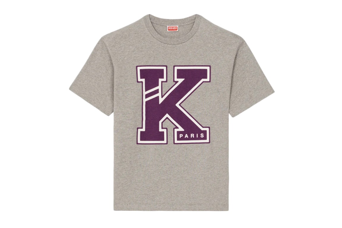 Pre-owned Kenzo Varsity T-shirt Pearl Grey