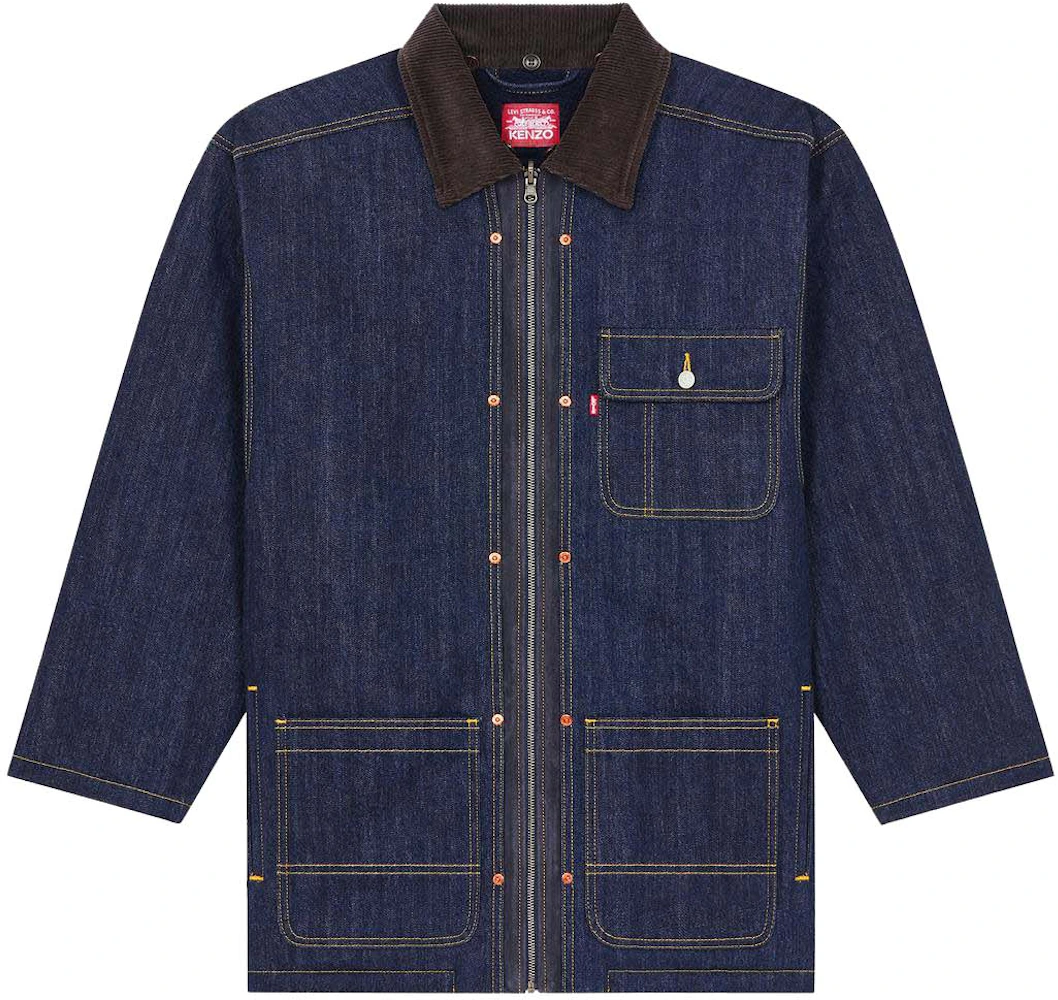 KENZO 'monogram' Denim Workwear Jacket in Blue for Men