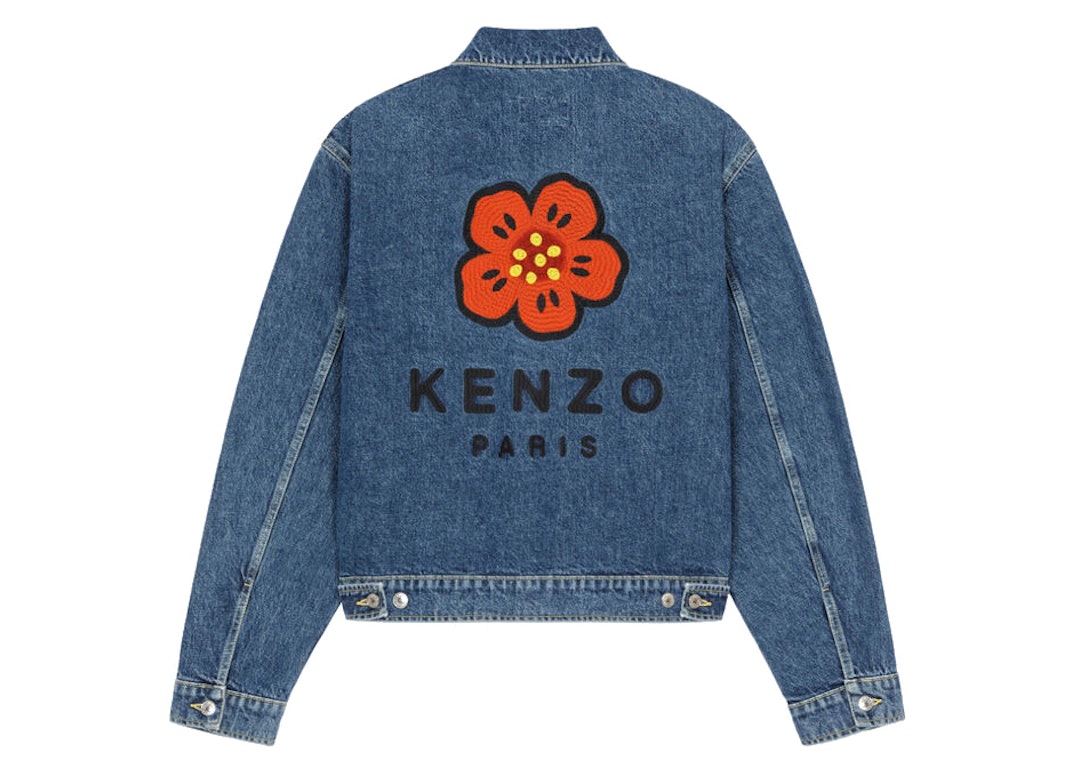 Pre-owned Kenzo X Nigo Boke Flower Embroidered Denim Tracker Jacket Blue