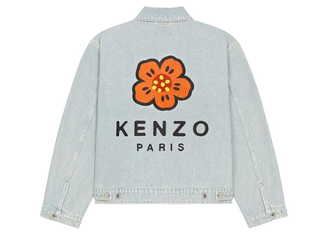 Pre-owned Kenzo X Nigo Boke Flower Women's Embroidered Denim Tracker Jacket Sky Blue