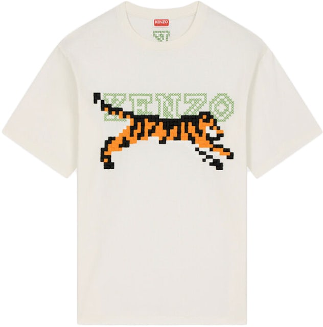 KENZO: oversized T-shirt with tiger print - White
