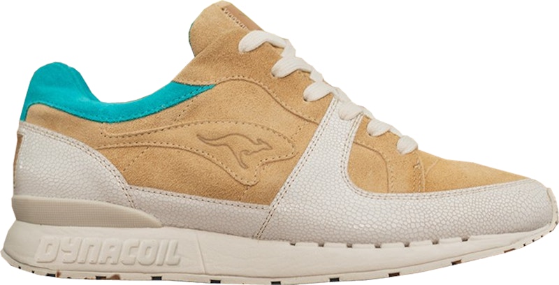 Pre-owned Kangaroos Men's Coil R1 Hanon Moonshine Sneakers In Tan/beige/teal