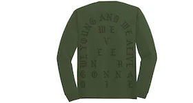 Kanye West Dallas Pablo Pop-Up We Young And We Alive L/S Tee Military Green