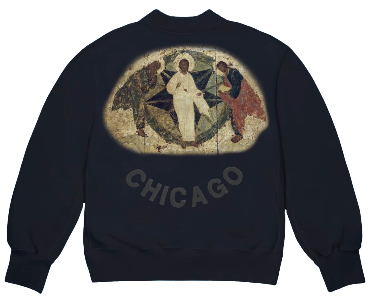 Kanye West Jesus Is King Chicago Painting Crewneck Navy Men's - FW19 - US