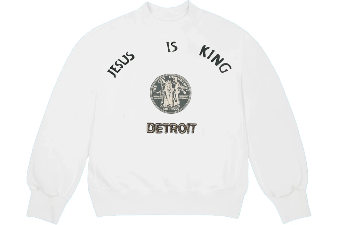 Kanye West Jesus Is King Detroit Seal Crewneck White