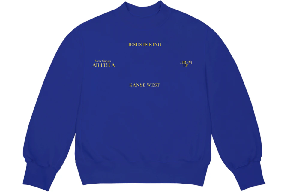 Kanye West Jesus Is King Vinyl I Crewneck Blue