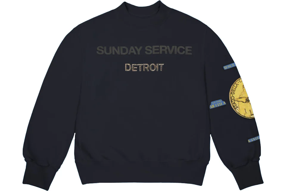 Kanye West Sunday Service Gold Detroit II Crewneck Navy