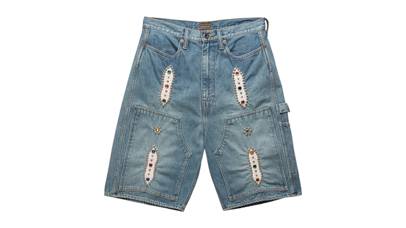 KAPITAL キャピタル 14oz STUDS REMAKE DENIM Kapital 14oz Denim STUDS Remake Shorts Light Indigo メンズ - JP