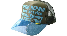 Kapital Denim Repair Service Re-Construct Trucker Hat Dark Green