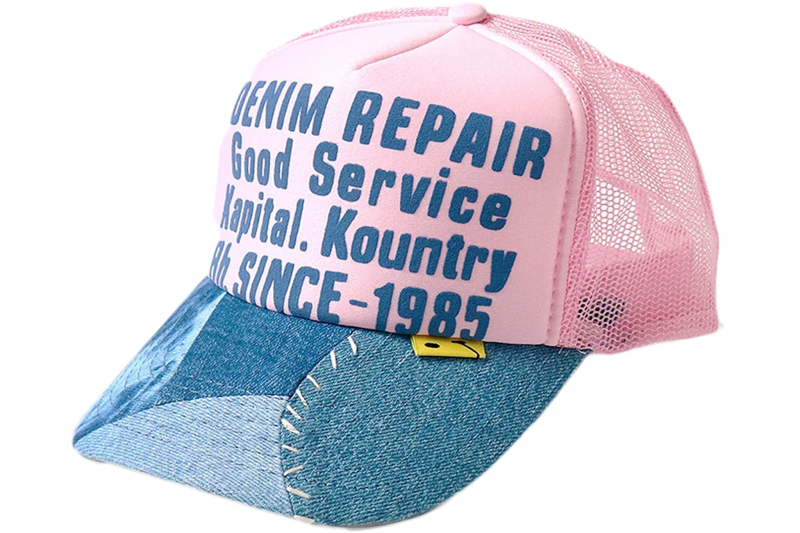 Kapital Denim Repair Service Re-Construct Trucker Hat Pink
