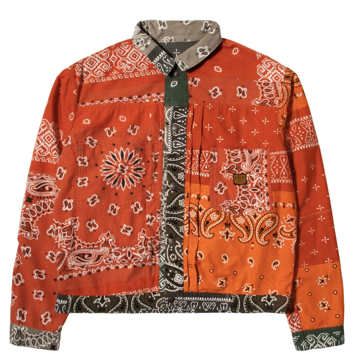 Kapital Flannel Reversible Bandana 1st Jacket Khaki/Orange Men's - US