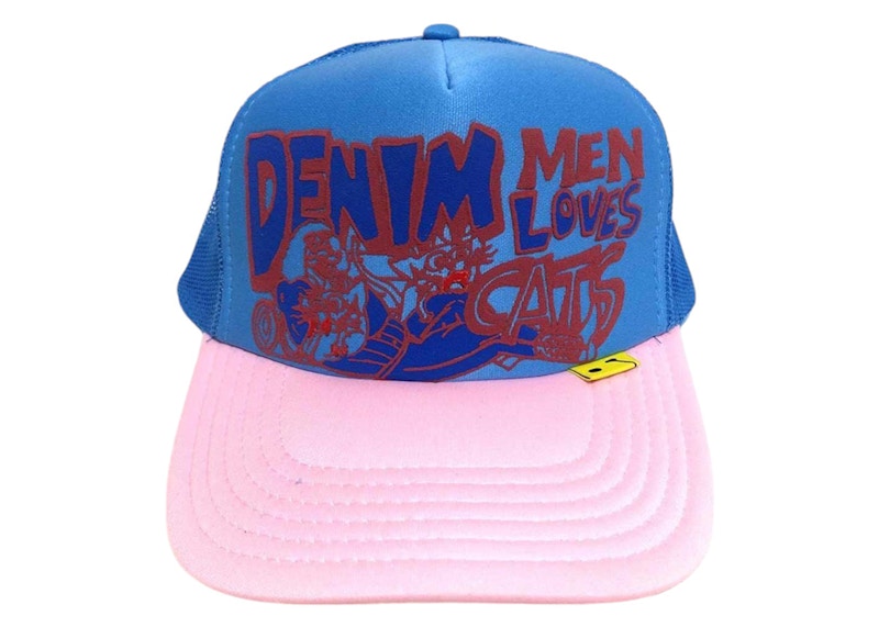 Kapital Men Love Cats Denim Trucker Hat Baby Blue/Pink Men's - SS22 - US