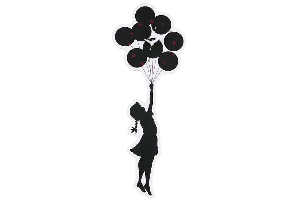 Karimoku x SYNC Brandalism Banksy Flying Balloons Girl Wall Clock Black
