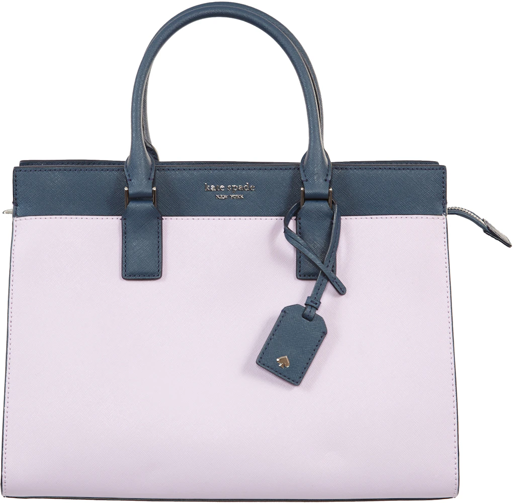 Kate Spade Cameron Convertible Satchel Large Lavender/Bright White/Petrol  Blue in Saffiano Leather with Gold-tone - US