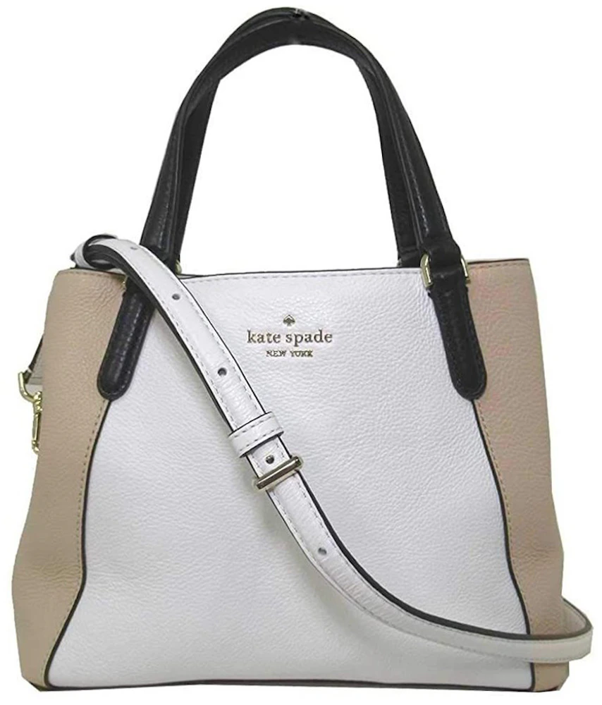 Kate Spade Jackson Triple Compartment Satchel Bag Medium Optic  White/Multicolor in Pebbled Leather with Gold-tone - US