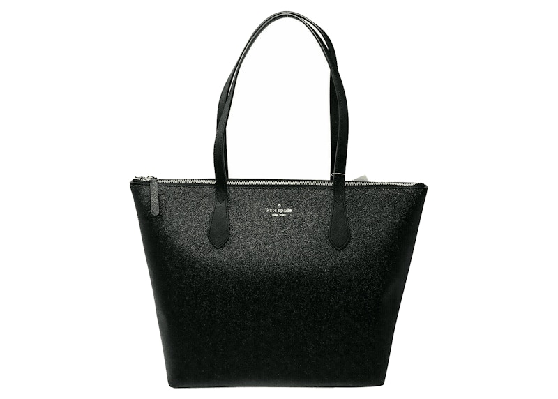 Kate Spade Joeley Glitter Tote Bag Large Black in PVC Leather with