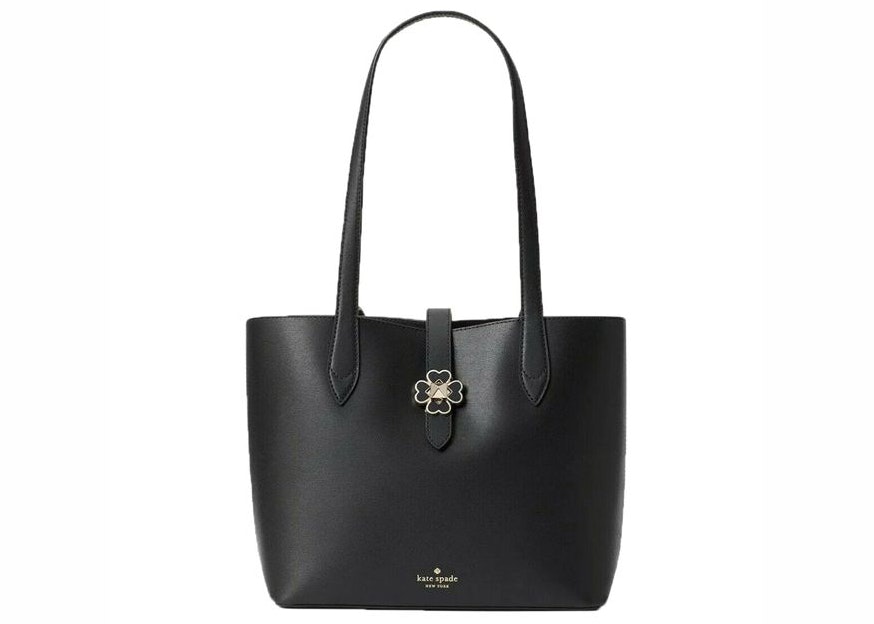 Kate Spade Kaci Tote Bag Medium Black in Smooth Calfskin Leather with  Gold-tone - TW