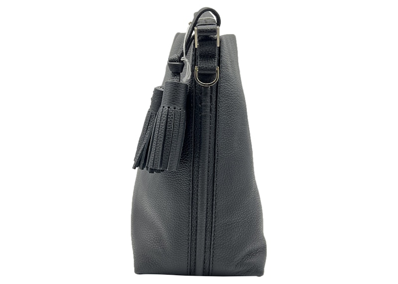 Kate Spade Natalya Hobo Crossbody Bag Small Black in Leather with Gold