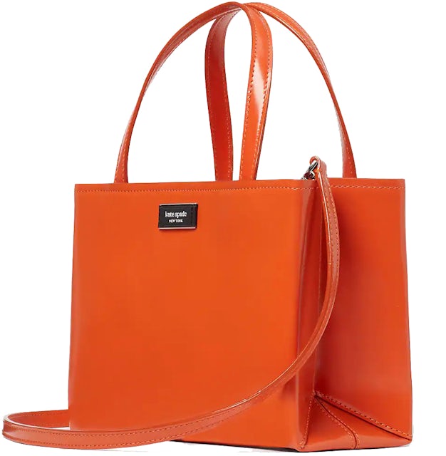 Kate Spade Sam Icon Leather Tote Bag Small Fiery Orange in Spazzolato  Leather with Silver-tone - US