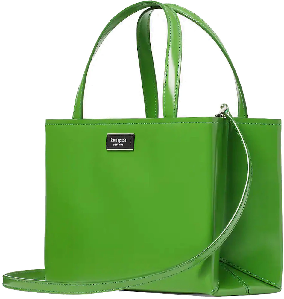 Kate Spade Sam Icon Leather Tote Bag Small Green in Spazzolato Leather with  Silver-tone - US