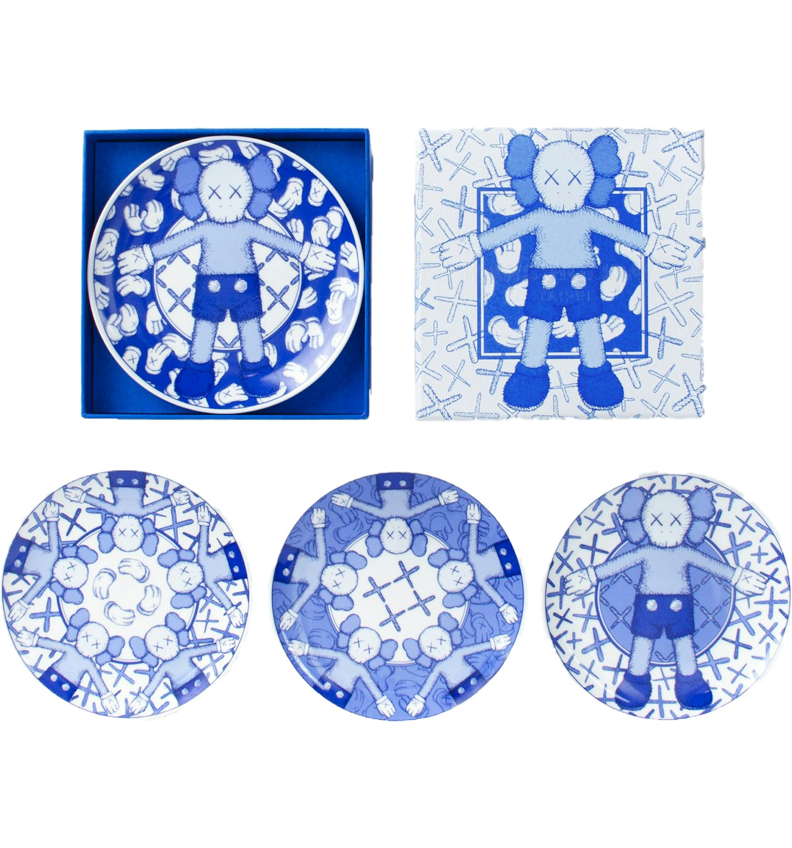 KAWS Holiday Limited Ceramic Plate (Set of 4) Blue/White