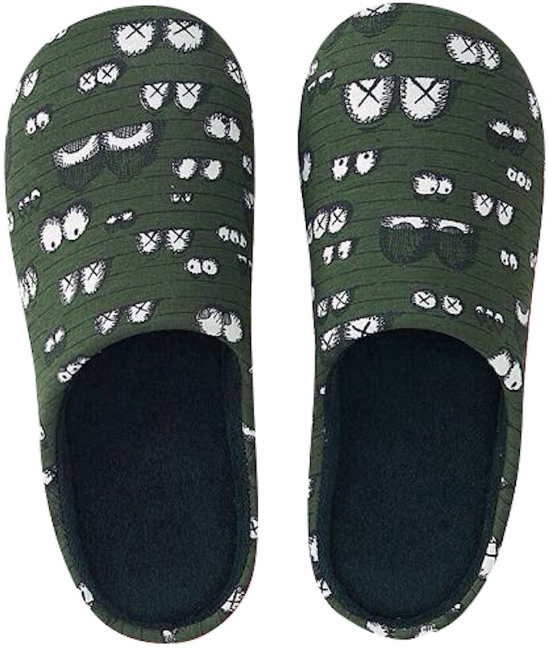 KAWS x Uniqlo Eyes Room Shoes Olive