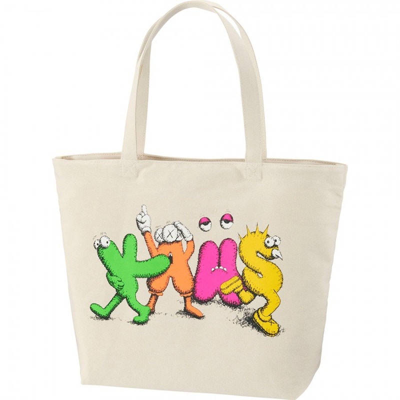 KAWS x Uniqlo Logo Tote Bag Beige - SS16 - JP