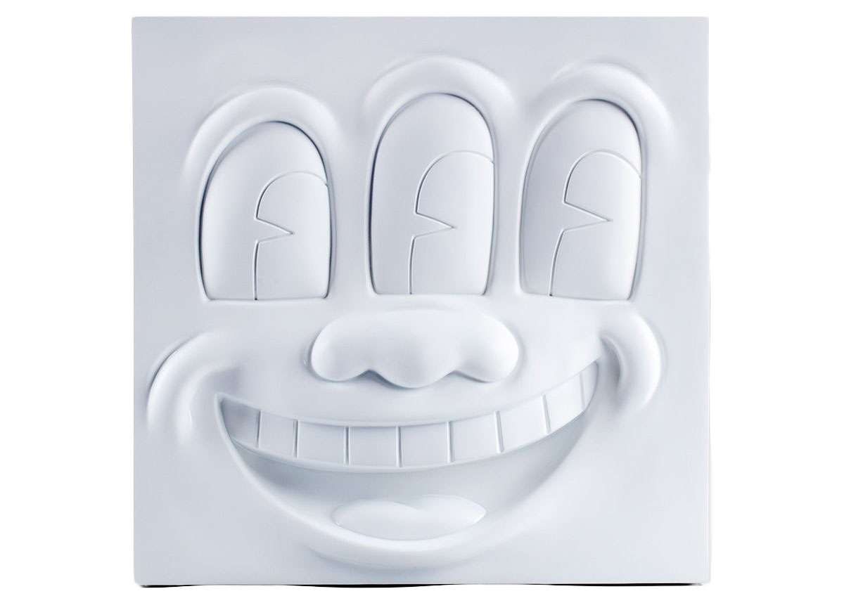 Keith Haring x Medicom Three Eyed Smiling Face Statue Figure White
