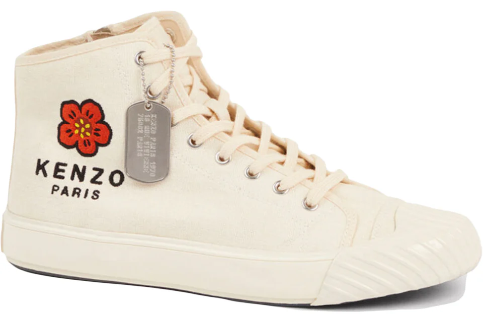 Kenzo School High Top Trainers Paris Logo Cream Men's - Sneakers - US