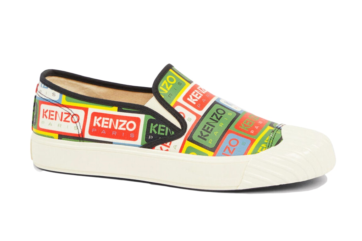 Pre-owned Kenzo School Slip On Laceless Trainers Multi In Green/red/blue-black