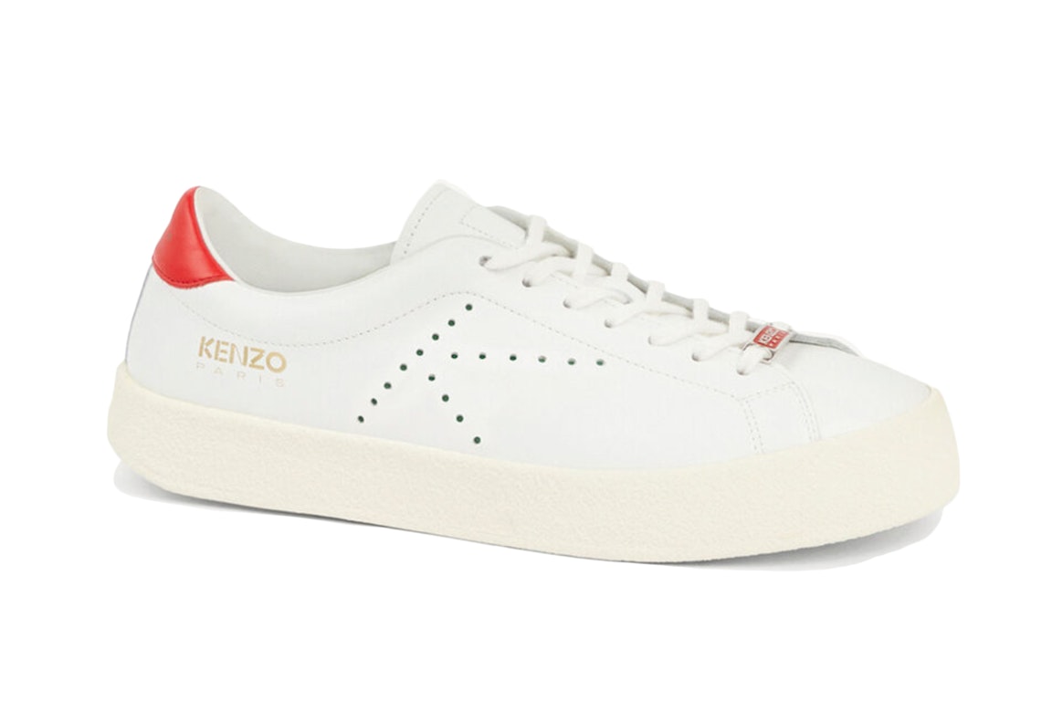 Pre-owned Kenzo Swing Low Top Trainers White In White/red/gold