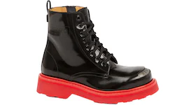 Kenzosmile Lace Up Boots Black Spazzolato Leather Red Sole (Women's)